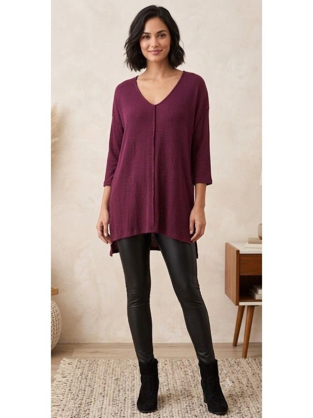 Balkin Quarter Sleeve Small Light Weight Sweater Maroon Ribbed